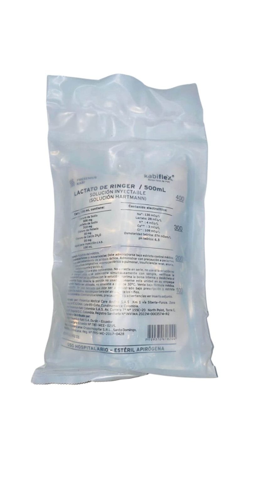 Solución Lactato de Ringer Hartmann 500ml - Equipos Vet